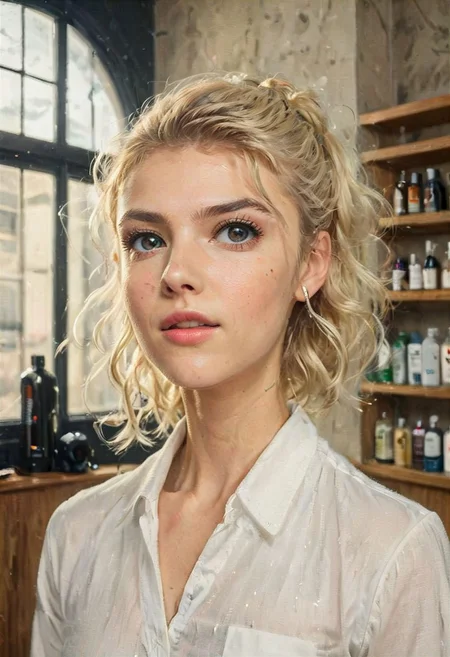 ((a beautiful woman in a Hair Salon, Khaki and white color Palette, urban city  window view)), 
bust shot, close-up lips, 
modern interior design, cyberpunk, 
Recliner|Dressing table|Table lamp|Screen|Monitor|Signboard_Details,
Metal|Glass|Leather|Textiles|Carpet|Pillow_Texture,
perfect blonde hair, 
(modern photo, fashion dress up:1.1), 24mm, (analog, cinematic, film grain, hazy atmosphere, detailed eyes, (seductive), (epicPhoto), (looking at viewer), (cinematic shot:1.3),
ac_neg1, great lighting, extremely detailed, happy, Hair Salon, impressionist painting, zoya