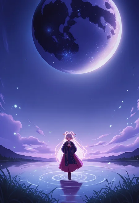 n30n01r, glowing, <lora:NeoNoir:0.6>,
NoGamenoLifeStyle, <lora:No_Game_no_Life IL:0.6>,
4ur4_illu,shiny, <lora:Aura_Phantasy_illu:0.6>,
<lora:spo_sdxl_10ep_4k-data_lora_webui:0.8>,
intricate details, cinematic lighting,ethereal atmosphere, serene riverside at night, full moon casting silver reflections on gently rippling water, a girl in flowing hanfu with delicate embroidery of peonies and lotuses, translucent silk sleeves fluttering in breeze, porcelain-like complexion with subtle blush, luminous eyes gazing pensively at distant horizon, graceful posture with hands clasped gently, surrounded by blossoming cherry trees shedding petals like snowflakes, misty mountains fading into distance, celestial glow illuminating crystalline dewdrops on grass, traditional jade hairpin adorned with pearls, soft focus blending realism and dreamlike quality, muted color palette dominated by moonlit blues and pearlescent whites, subtle ink wash texture overlaying scene, symbolic elements of eternity and transience.
