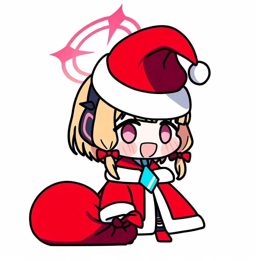 1girl,solo,holding sack,alternate costume,((santa costume)),momoi \(blue archive\),
<lora:padoru_NoobVpred10:1>,