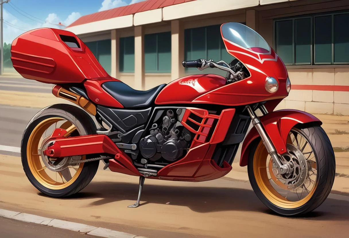score_9,
rider machine, gas gas, red motorcycle