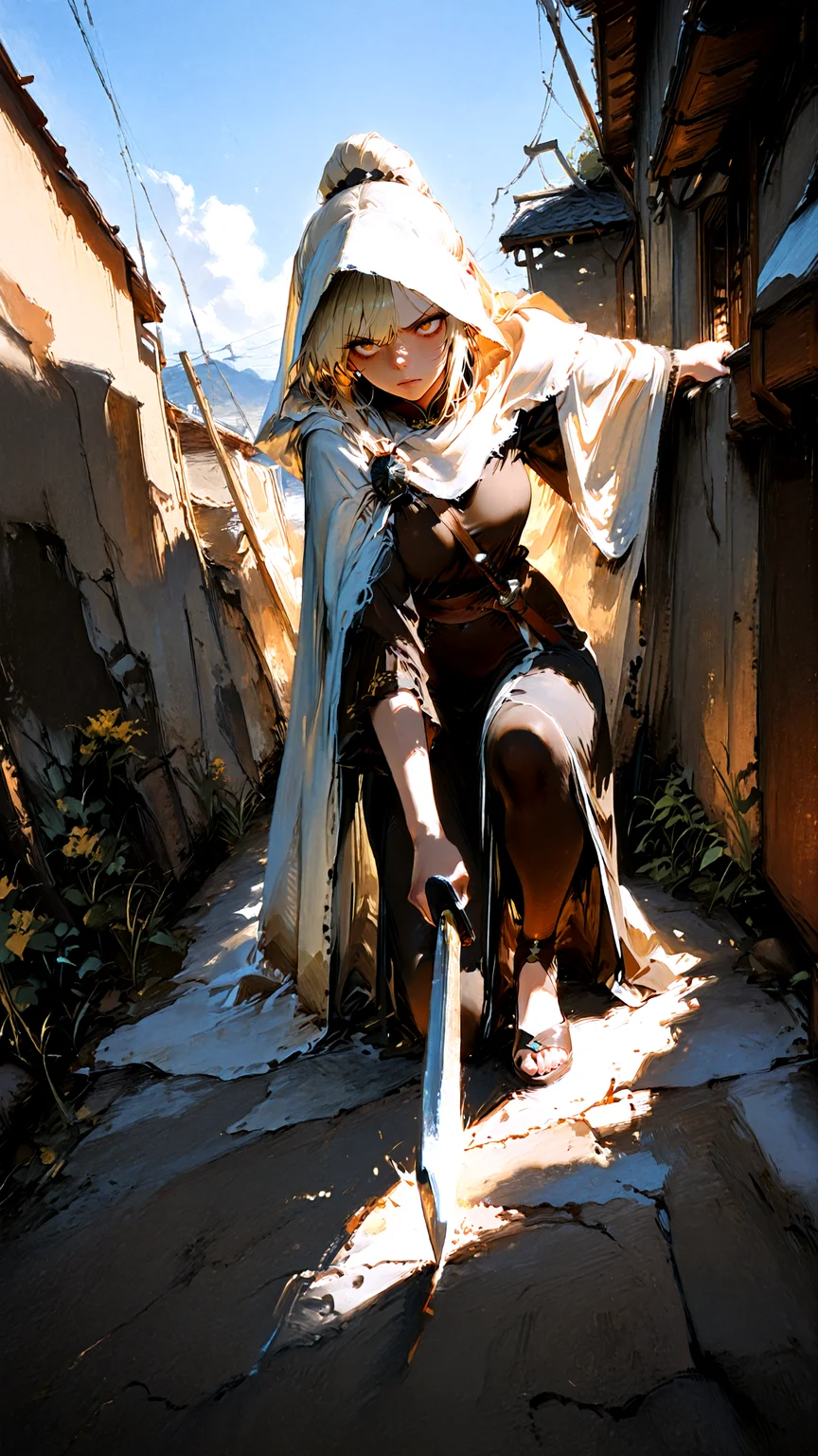 masterpiece, newest,absurdres,incredibly absurdres, best quality, amazing quality, very aesthetic, painterly, traditional art, 
1girl,determined, 
 <lora:Face_Enhancer_Illustrious:1> <lora:Hunternif16:1> <lora:KonYa666:1> kony4666