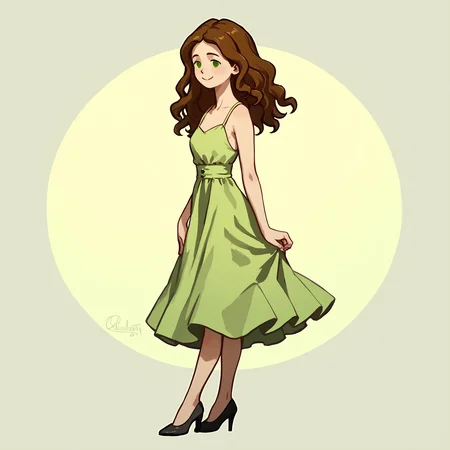 score_9, score_8_up, score_7_up, score_6_up, score_5_up, 1girl, solo, full body,
(source_cartoon),
<lora:Abigail (Storybooth):0.85>
Abigail_Storybooth, wavy hair, brown hair, green eyes, dot eyes,
dress, high heels,
detailed background,
<lora:Expressive_H:0.7> Expressiveh,
<lora:add-detail-xl:0.9>
<lora:light:1> neolight