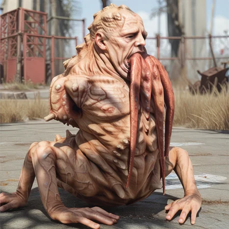 score_9,score_8_up,score_7_up,score_6_up,score_5_up,score_4_up,rating_safe,<lora:fallout_centaur_low_steps:1>,fallout_centaur,monster,realistic,