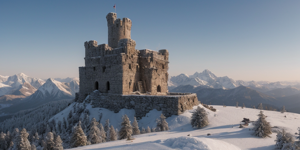 <lora:TheWeirdies_epoch_10:0.55>  , advntr , epiCPhotoGasm-colorfulPhoto, 
score_9, score_8_up, score_7_up, score_6_up
Durlag's Tower was  hollowed out the mountain for the rock that made up his tower and used the space created to hide further treasure. This local landmark was the isolated keep of within the remains of the tower and used the defenses created by Durlag to keep both itself and the treasure safe. Some claimed that this creature was a lich.
no humans
(Tower fortress high on the highest peak of the highest mountain with all other sharp and snowing peaks far below . The tower looks out over a side vista of the tops of countless mountains in a huge range like the Himalayas, snow and frost cover every surface. ) ((maximum detail, supreme quality, 4k, best clarity))