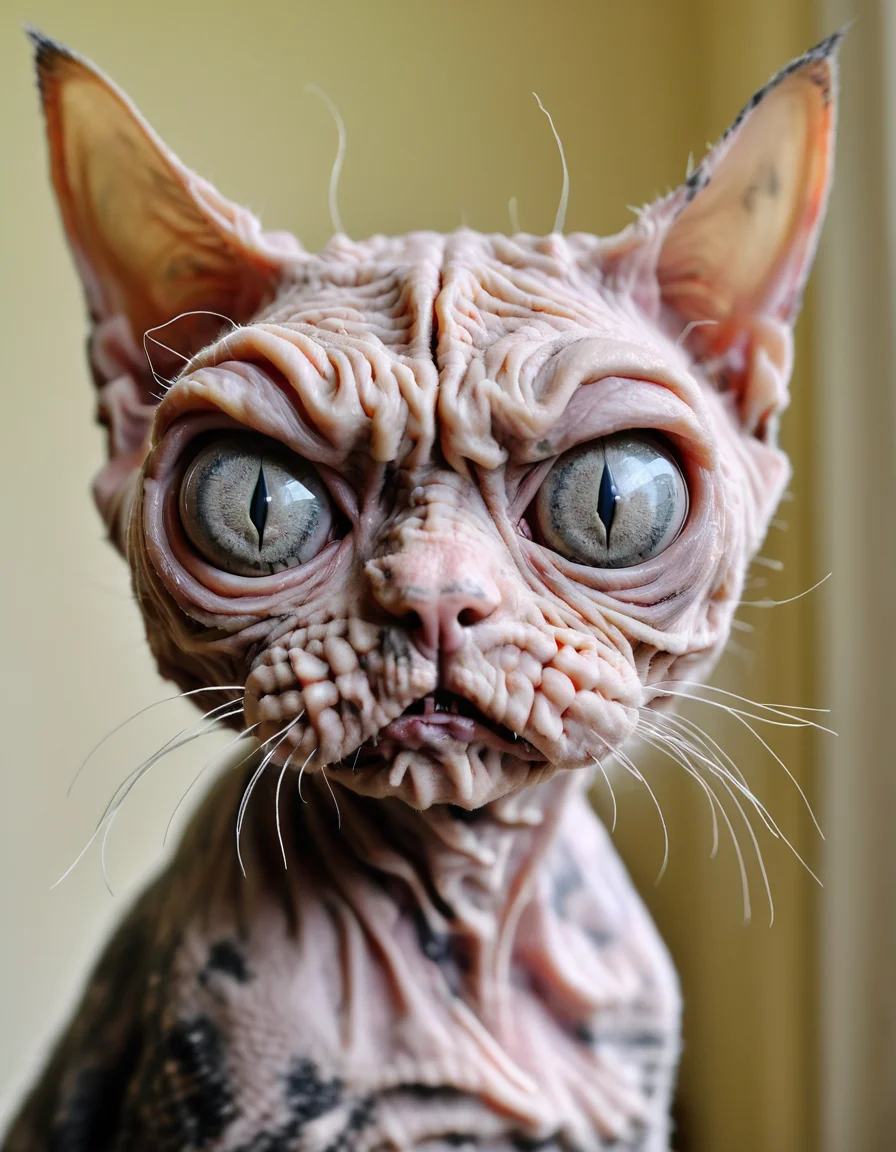 uglylora, 1cat, solo, portrait, ugly, nasty