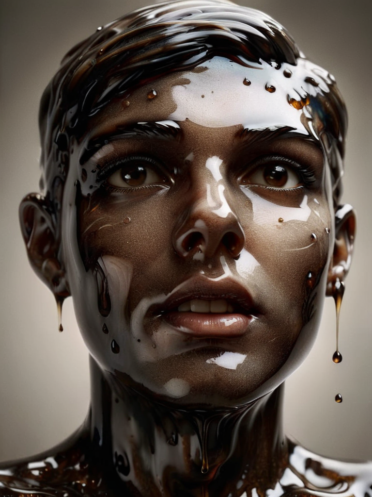 schizophrenia as an animal, hyperrealistic, , foreshortening, by Stefan Gesell <lora:ral-motoroil-sdxl:1> made of ral-motoroil