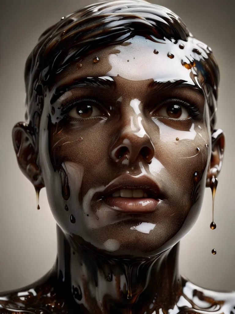 schizophrenia as an animal, hyperrealistic, , foreshortening, by Stefan Gesell <lora:ral-motoroil-sdxl:1> made of ral-motoroil