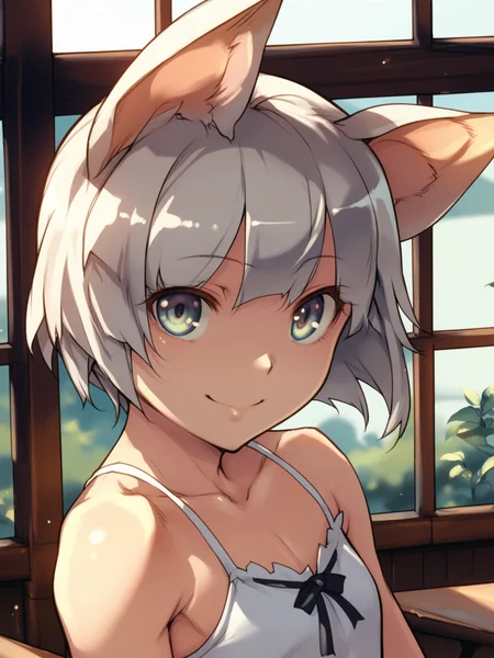<lora:happy_tentacle-elin-v0.2-000028:1>, ht_elin, animal ears, sundress, indoors , 1girl, solo, upper body , jitome , ( smile :1), , looking away , , facing viewer , score_9, score_8_up, score_7_up, score_6_up, score_5_up, score_4_up
