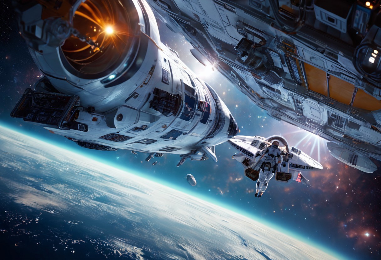 score_9, score_8_up, score_7_up, realistic skin texture, detailed photorealistic image, HD32k, absurdres, spcrft, photo of a huge capital spaceship on the edge of a solar system, with numerous smaller spaceships,