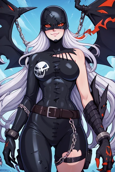 score_9, score_8_up, score_8, medium breasts, (curvy), cute, eyelashes, BREAK, , zzLadyDevi, chain, belt, stitches, claws, gloves, wings, asymmetrical clothes, bodysuit, <lora:LadyDevimon_Digimon_PDXL:0.8>, , BREAK, <lora:Afrobull_PDXL_v4:0.8>, ,,, BREAK, smile, looking at viewer, closed mouth, cowboy shot, ,,, embedding:zPDXL, Expressiveh, ,,, <lora:SDXLFaeTastic2400:0.5>, <lora:Expressive_H-000001:0.4>,