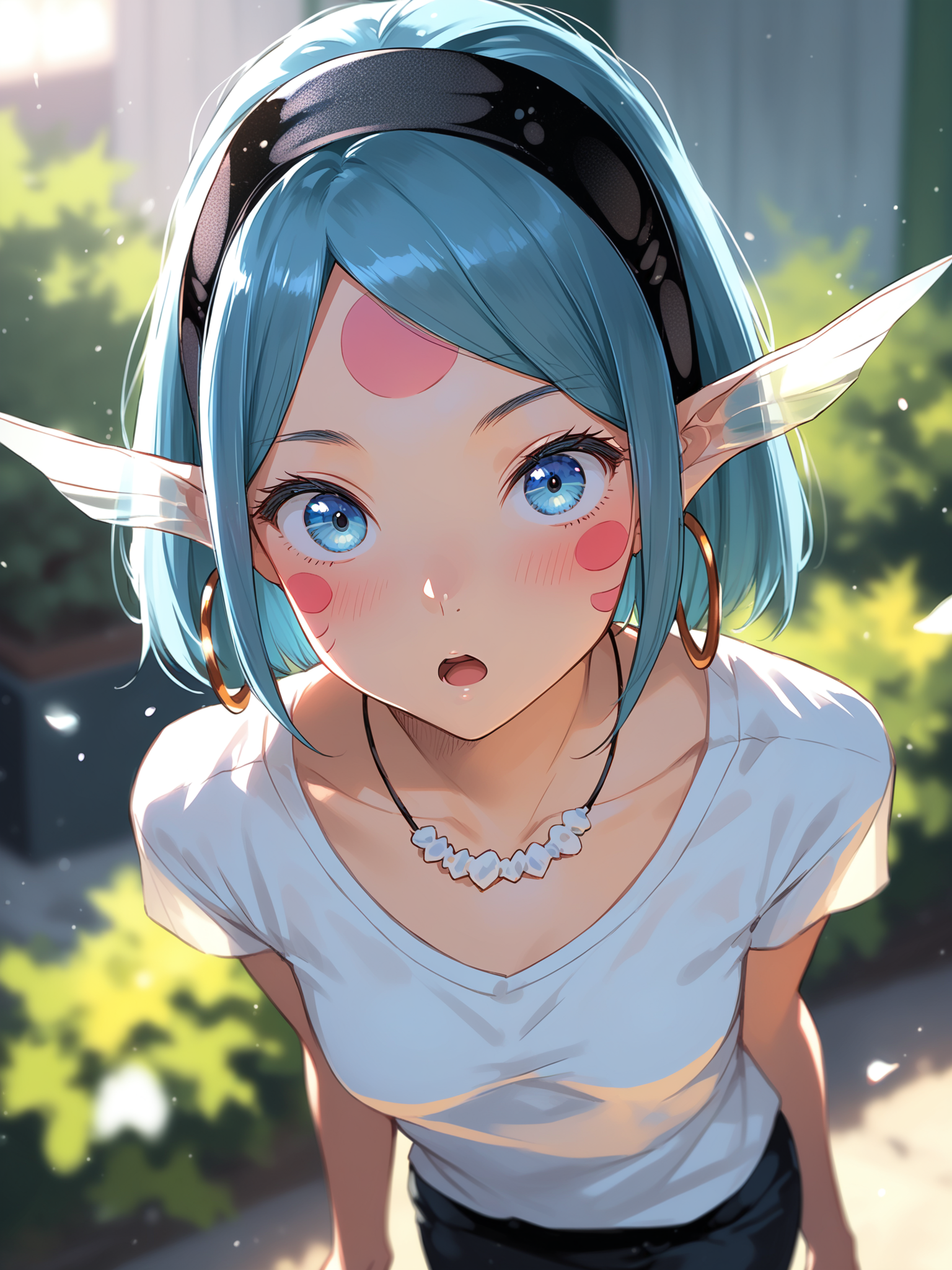 <lora:happy_tentacle-mizonyaptu-v0.5-000010:1>, ht_mizonyaptu, necklace, hoop earrings, hairband, , (blue hair, blue eyes:0.8) , surprised, wide-eyed, outdoors, day cowboy shot, 1girl, (petite:1.2), solo focus, (looking at viewer:1.1), backlighting, (depth of field:0.8), from above, [(realistic, photorealistic:1.2):(realistic:1.3):22], [(3d:1.2)::10], <lora:LUUNA's Lunas-NijiJourney-SDXL-B2:0.5>, nijijourney, <lora:prgfrg23's Counterfeit-V3.0 Style SDXL_LoRA_Pony Diffusion V6 XL:0.3> <lora:Shed_The_Skin's StS_age_slider_v1_initial_release:-1.2>, score_9, score_8_up, score_7_up, score_6_up, score_5_up, score_4_up
