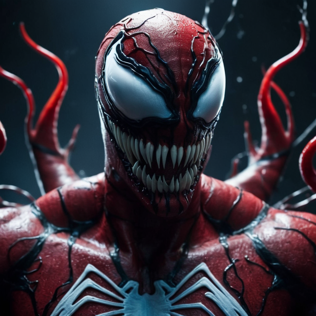 cinematic film still of  <lora:Symbiote Style v2:1> detailed sharpened
a drawing of a man with a carnage- man costume Symbiote Style full shot, shallow depth of field, vignette, highly detailed, high budget, bokeh, cinemascope, moody, epic, gorgeous, film grain, grainy