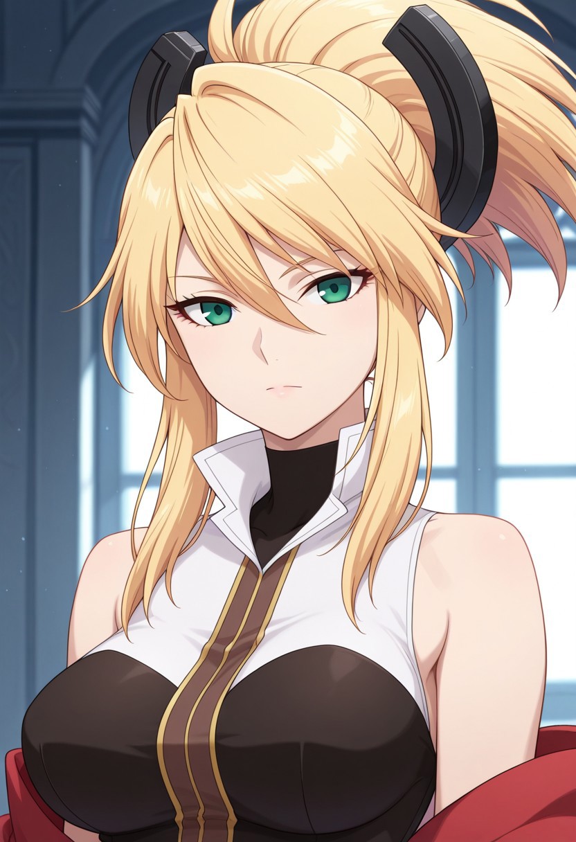 masterpiece, best quality, amazing quality,1girl, solo, BREAK
legrettatota,blonde hair,long hair,ponytail,hair ornament, green eyes,bare shoulders outfit,
BREAK
,upper body,looking at viewer