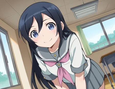 score_9, score_8_up, score_7_up, source_anime,
ayasearagaki, <lora:ayase-aragaki-s2-ponyxl-lora-nochekaiser:1>,
ayase aragaki, long hair, blue eyes, black hair, hair between eyes,
skirt, school uniform, serafuku, shirt, white shirt, grey sailor collar, grey skirt, pleated skirt, neckerchief, pink neckerchief,
indoors, classroom, bent over, smile,
looking at viewer, cowboy shot, solo, dutch angle,