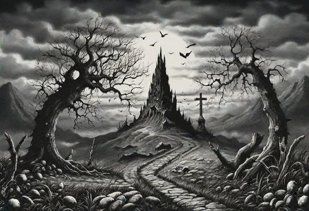 Black Metal Easter Party Egg hunt,
surrealistic epic masterpiece