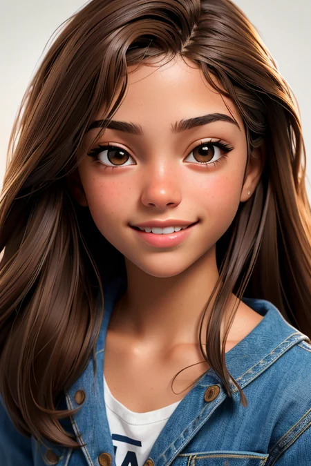 RAW photo of woman, (headshot:1.1) portrait on a black plain background, (smile, happy:1.1), sharp focus, best quality, extremely detailed. BREAK r1ta-001, brunette hair, brown eyes. fcHeatPortrait