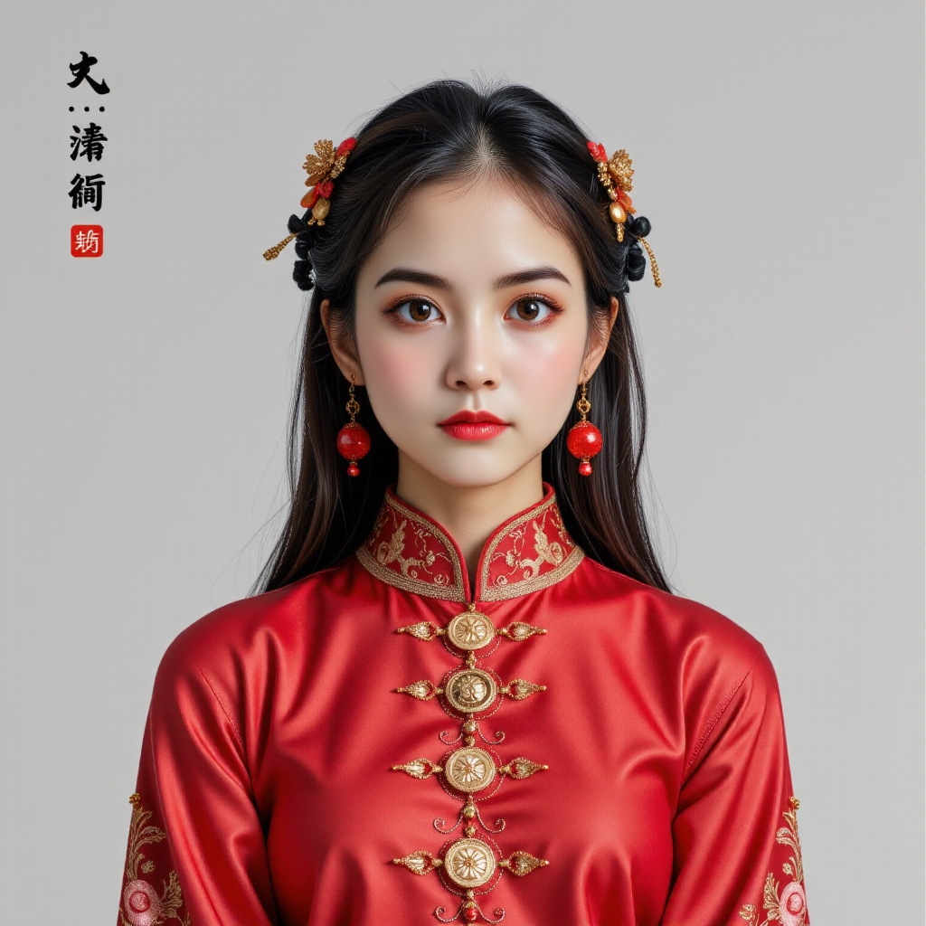 (Zhan Yihung V2:1.4),((black hair:1.2)),a symmetrical front view,close up shot,soft grey studio backdrop,capturing intricate textures and photo-realistic lighting,
1 18-year-old chinese girl with long hair,nipples,the girl has big teardrop breasts,the girl's clothing belongs to the black and red chinese clothing,the hairstyle is the traditional chinese hairstyle,Hyperrealistic art,Extremely high-resolution details,photographic,realism pushed to extreme,fine texture,in,
<lora:Fiatist_Skin:0.1>,<lora:Zhan_Yihung_v2:1.5>,<lora:midjourney_whisper_flux_lora_v01:0.5>,<lora:flux-test-byrs:0.4>,<lora:Pastel_Watercolor:0.5>,