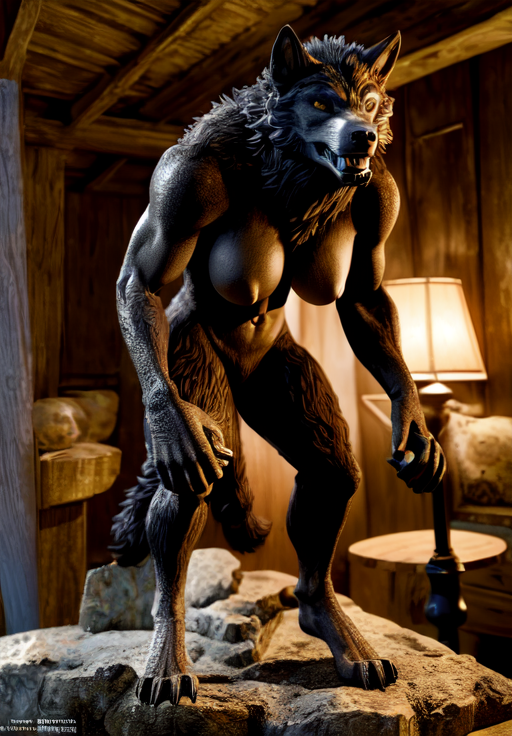 <lora:Werewolf:0.8>, Werewolf, breasts, (masterpiece, best quality, absurdres, detailed, ultra-detailed:1.3), (highly detailed, high quality:1.3)