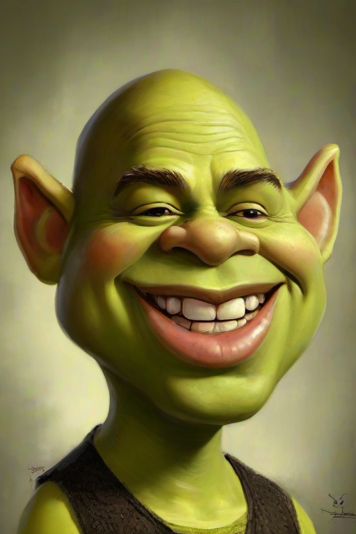 Masterpice,High Quality,
 <lora:PE_Caricature:0.8> PECaricature,
shrek