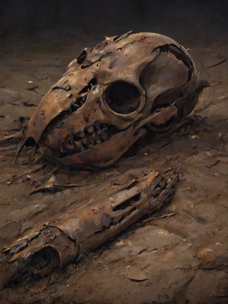 mkitdecy, drawing, nighttime, of a rusty decayed broken husk laying in dirt, deep shadows, high quality, high resolution, cinematic, dark, <lora:- SDXL - mkitdecy_let_it_decay_V1.0:.7>