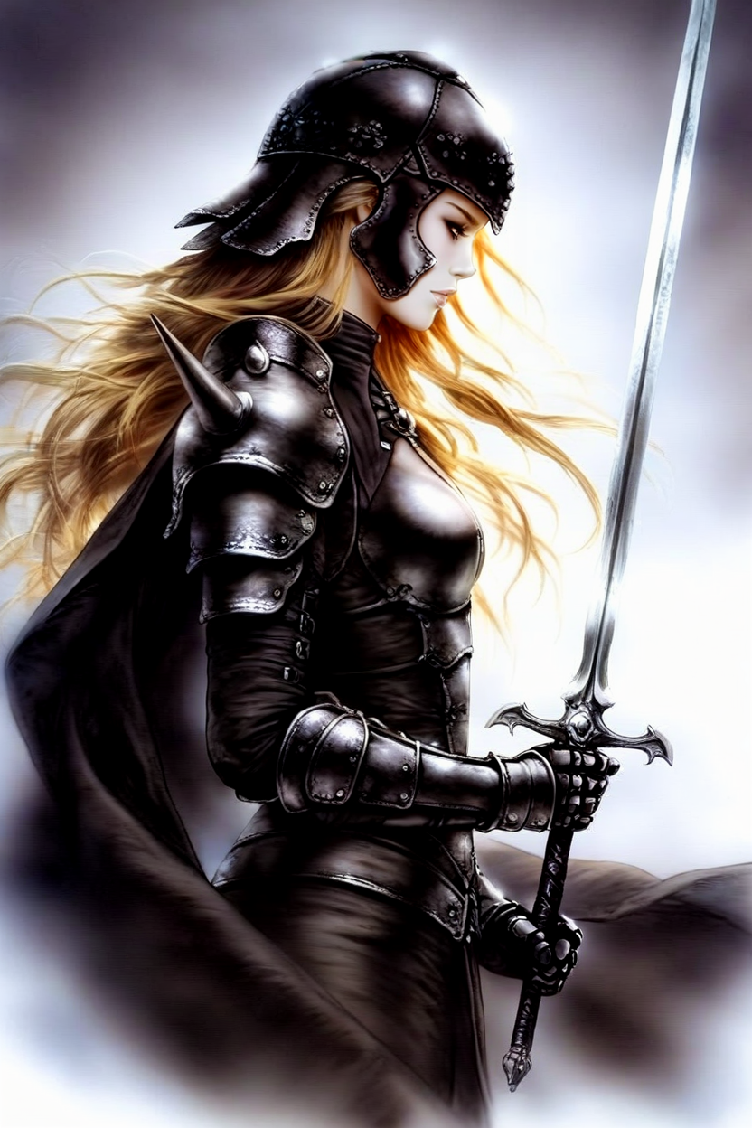 <lora:FantasyArt1llust:0.8>,fantasyart,ethereal beauty,dark atmosphere,fantasy,
-, 1girl, solo, armor, cape, sword, weapon, long hair, gauntlets, pauldrons, shoulder armor, blonde hair, helmet, from side