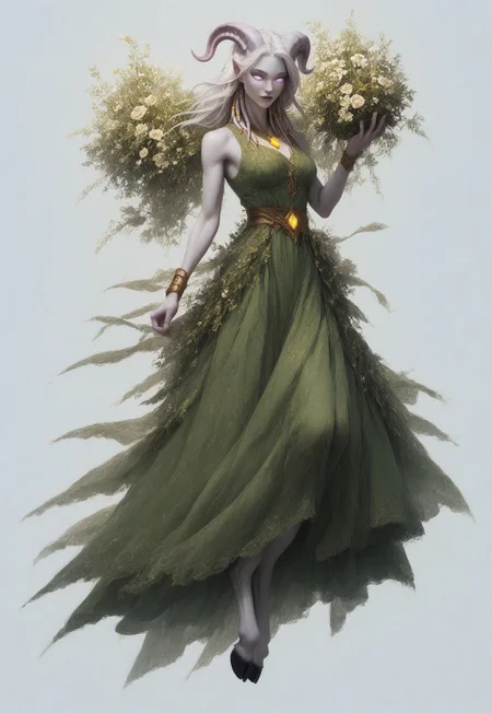 (absurdres, highres, best quality, masterpiece:1.4), 
score_9, score_8_up, score_7_up, score_6_up, 
detailed, 
detailed body, 
detailed face, 

(culDraenei, 
female, 
purple eyes, 
no sclera, 
no pupils, 
athletic, 
tall, 
slim, 
pale skin,
grey skin, 
long ears),

loose long green dress,  
yellow pendant, 
sleeveless, 

cheerful, 
(((full body))), 
posing, 
floating, 

(((white background, plain background))), 
(((no objects in background)))