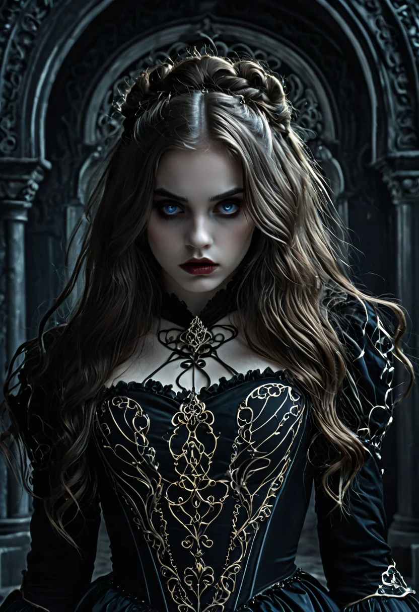 Gothic style <lora:Alice Prin OC-000005:1>,Alice Prin,1girl, . Dark, mysterious, haunting, dramatic, ornate, detailed