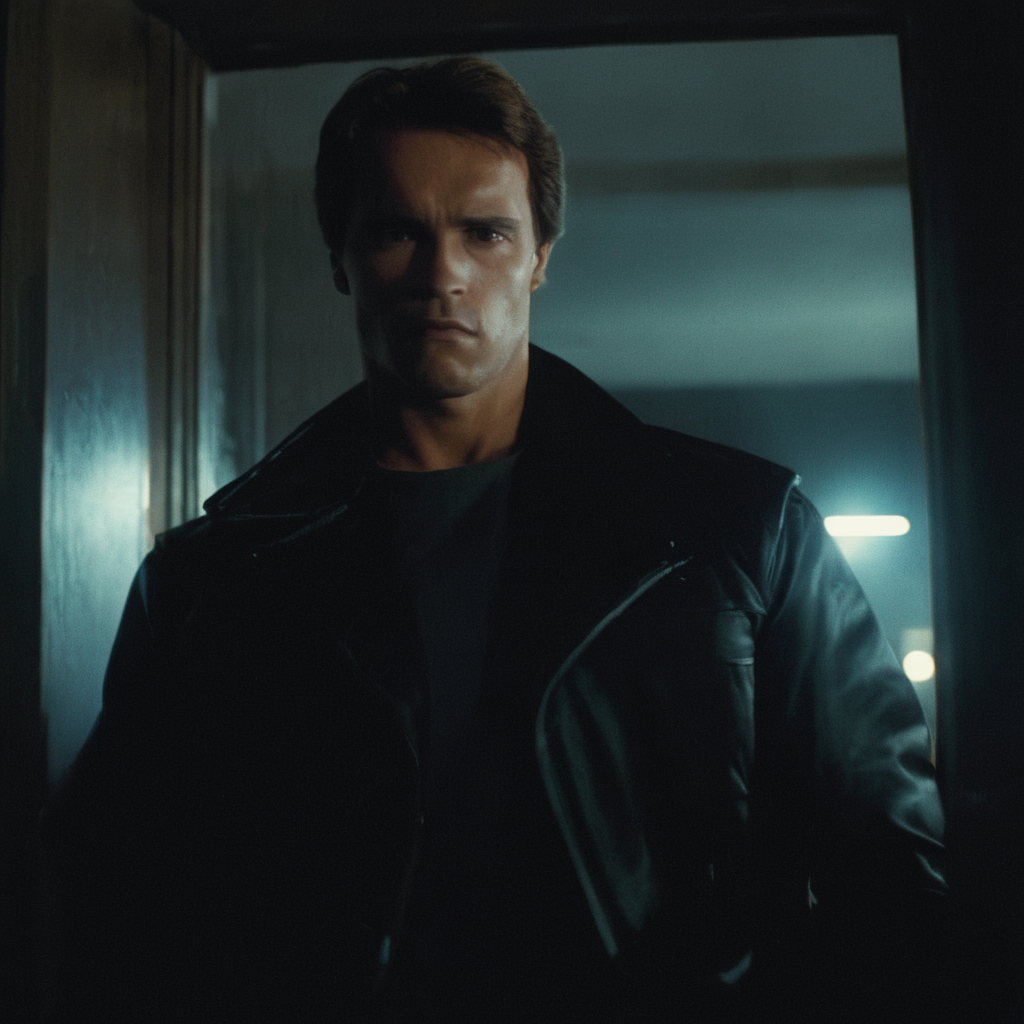 cinematic film still of  <lora:Terminator style:0.8>
In the 1980's Terminator a man looking at himself in a mirror,solo,black hair,1boy,male focus,facial hair,beard,realistic,manly , horror themed, dark themed, low key light, dramatic light, dramatic shadow light, contrast, cinematic color, cinematic look, filmic, realistic, realism, perfection, perfect, Kodak, Kodak film, movie still, Terminator style, The Terminator 1984 Film style, shallow depth of field, vignette, highly detailed, high budget, bokeh, cinemascope, moody, epic, gorgeous, film grain, grainy