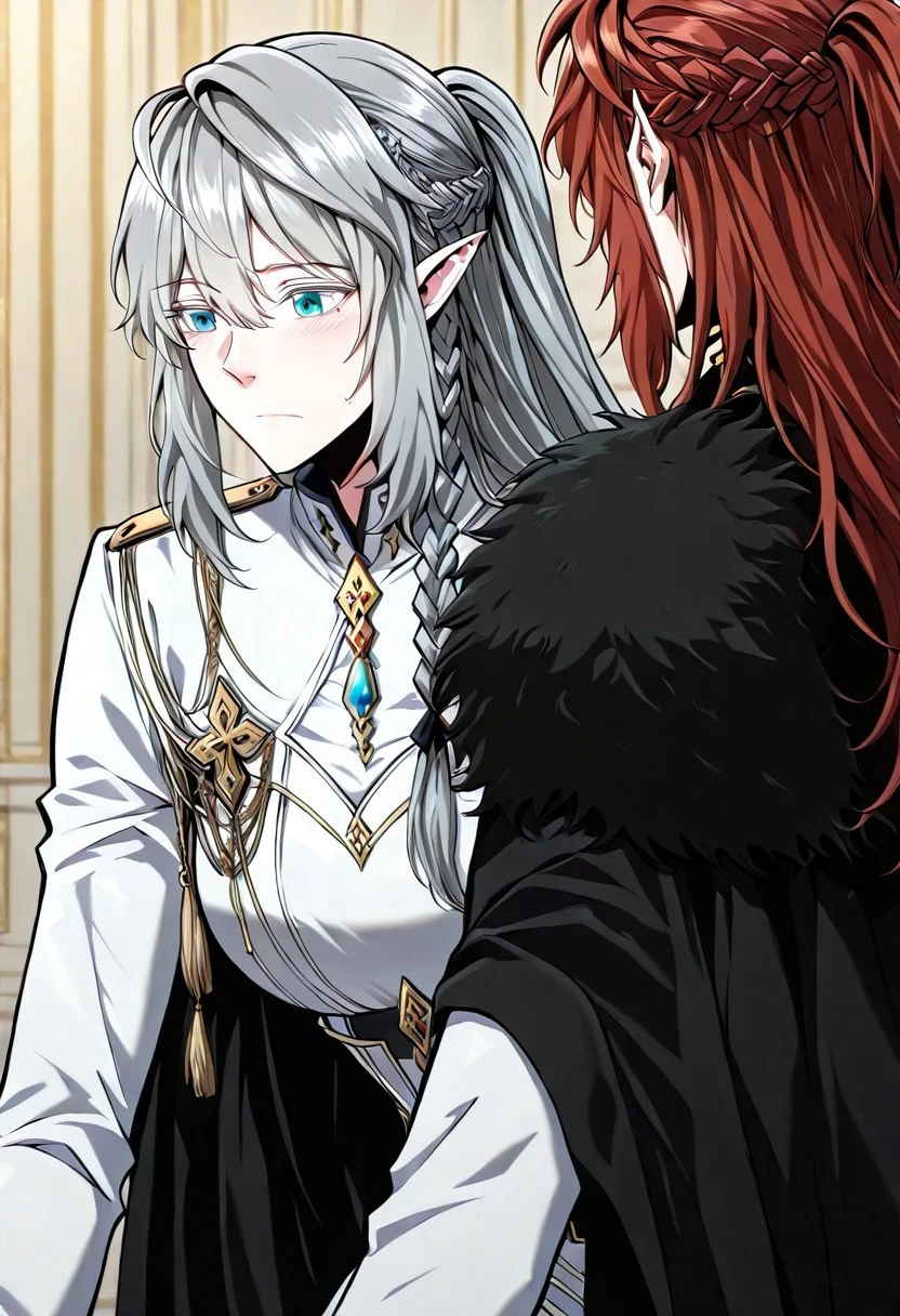 1 boy, 1 girl,
doggy Style sex,
BREAK
<lora:Tessia_Eralith__The_Beginning_After_the_End__Illustrious_v1-000008:1>
1 girl, solo, elf, pointy ears, green eyes, grey hair, braid, side braid, french braid, hair bettween eyes, bangs, long hair, ahoge
BREAK
(((boy))), <lora:Arthur_Lewin__The_Beginning_After_the_End__Illustrious:1>
Arthur, 1 boy, solo, red hair, blue eyes, white coat, black cape, sword