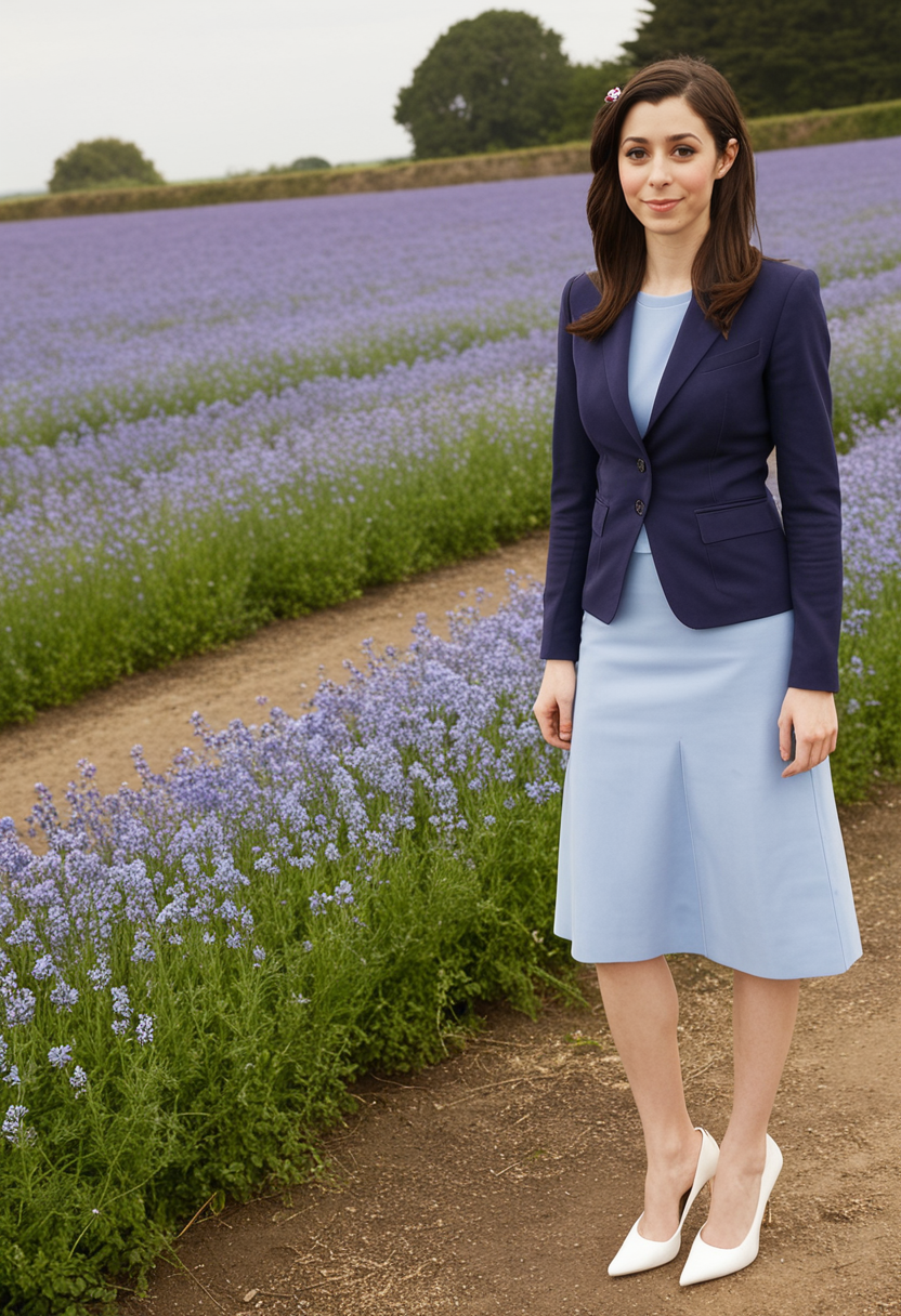 <lora:Cristin Milioti v1 bigLust_v16 TaR:1> cristin milioti, smile, long hair, blue sweater,formal,blazer,midi skirt,high heels, blue flower field,standing,photo by Tim Walker, blurry background
<lora:dmd2_sdxl_4step_lora_fp16:1>