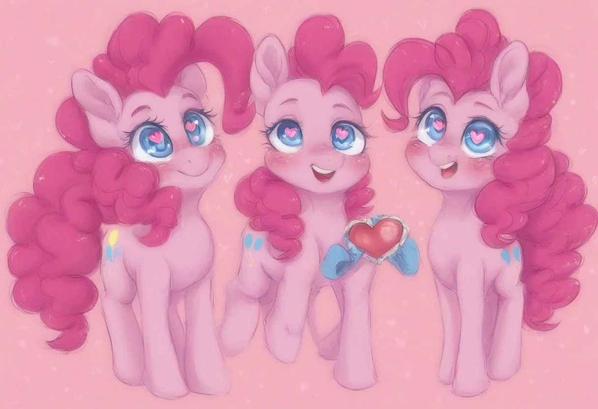 Pinkie Pie, heart floating, heart-shaped pupils, aroused, heart eyes, pink background, HEART GIFT