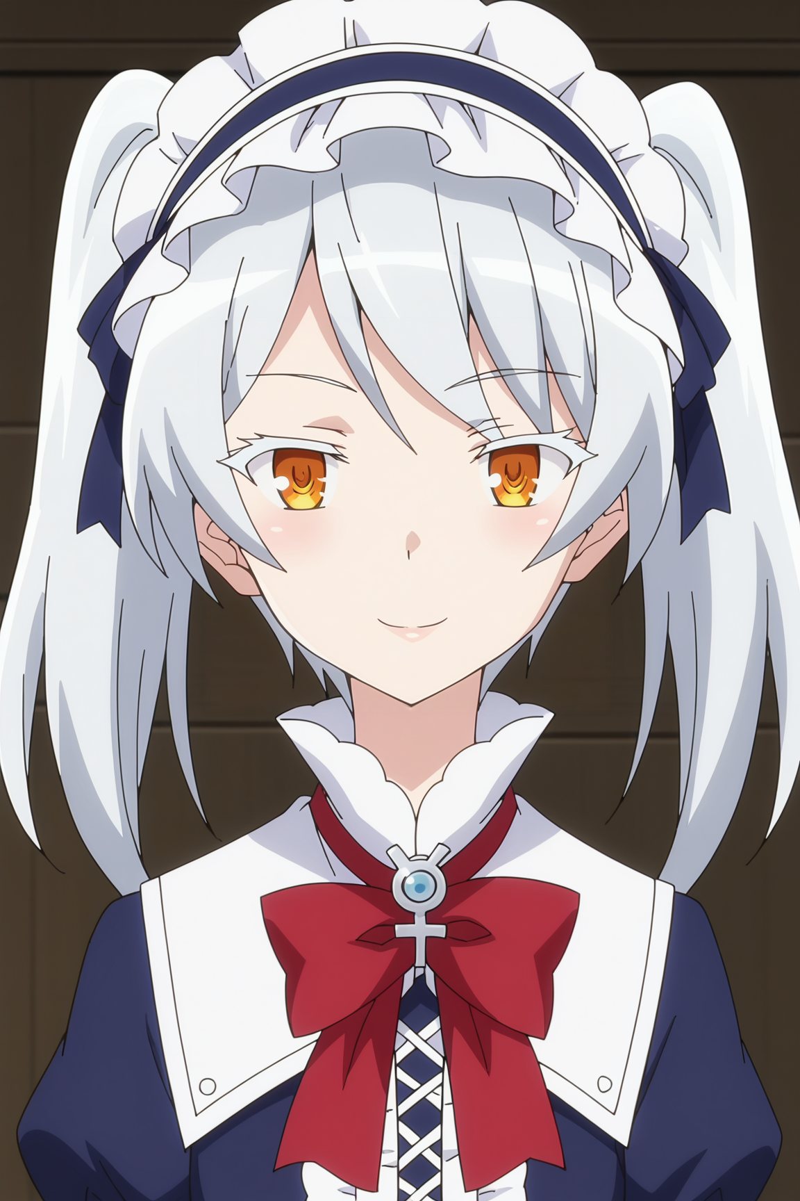 score_9, score_8_up, score_7_up, source anime, prefect lighting, very aesthetic, BREAK, anime screencap, anime coloring,
<lora:leen_isekai_smartphone-v2_pdv6:0.9>, 1girl, leen_\(isekai_wa_smartphone_to_tomo_ni.\), orange eyes, white hair, long hair, twintails, small breasts,
leenout, dress, bow, white pantyhose, frilled hairband,  
BREAK, looking at viewer, light smile, upper body, close-up,