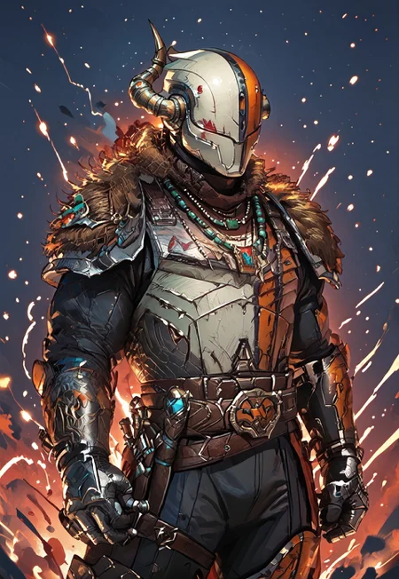 ((zPDXL3)), ((masterpiece,best quality, highly detailed)), ((score_9)), score_8_up, score_7_up, score_6_up, score_5_up, score_4_up, Digital painting style, brushstrokes, ((EnhanceImage)), solo, 1boy, lord_sh@xx, helmet, armor, pauldrons, belt, necklace, muscular,
Expressiveh, 30yo,
chinese magical sorceress, animated, swirling magic, wisps of magic, magical accessories, evoking motion, conveying motion, dynamic splash art, ((handfixer)), four fingers, one thumb,
<lora:PainterlyFantasiaPDXL:0.6>,