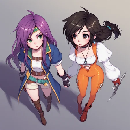 <lora:DarkfireStyle15:1.25>
2girls, from above
Garnet Til Alexandros XVII (Dagger), Final Fantasy 9 and Faris Scherwiz, Final Fantasy 5