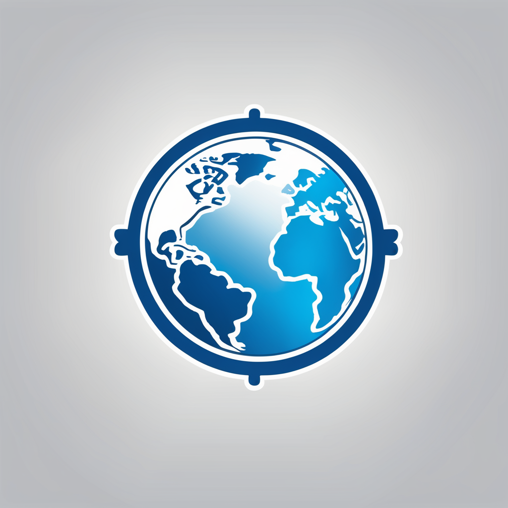 A logo for a travel agency, a blue world globe, no lands, one color, shades of blue and green, LogoRedAF, <lora:LogoRedmond_LogoRedAF:1>