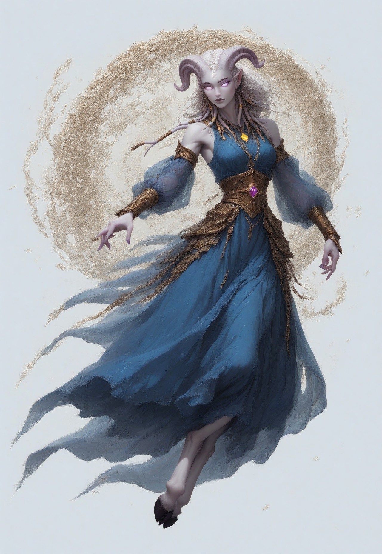 (absurdres, highres, best quality, masterpiece:1.4), 
score_9, score_8_up, score_7_up, score_6_up, 
detailed, 
detailed body, 
detailed face, 

(culDraenei, 
female, 
purple eyes, 
no sclera, 
no pupils, 
athletic, 
tall, 
slim, 
pale skin,
grey skin, 
long ears),

loose long blue dress,  
yellow pendant, 
sleeveless, 

cheerful, 
(((full body))), 
posing, 
floating, 

(((white background, plain background))), 
(((no objects in background)))