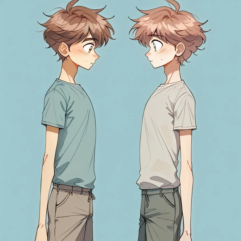 (Pencil_Sketch:1.2, messy lines, greyscale, traditional media, sketch), unfinished, hatching (texture), ((two friends comparing who is taller)), ((tall man comparing height with a skinny twink)), ((tall man and short man)), ((height difference)), ((size difference)),2boys, ((young face), (skinny twink), ((shorter twink)), clothed, 2boys waring boy clothes, (young faces), ((2.3 meters vs 1.7 meters of height)) ,skinny boy, medium hair, brown hair,