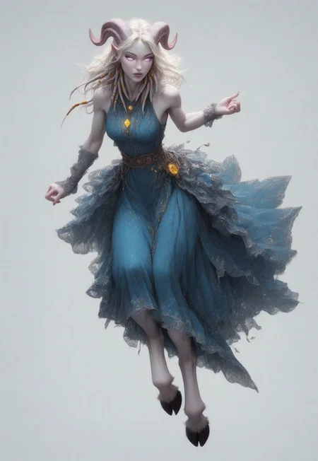 (absurdres, highres, best quality, masterpiece:1.4), 
score_9, score_8_up, score_7_up, score_6_up, 
detailed, 
detailed body, 
detailed face, 

(culDraenei, 
female, 
purple eyes, 
no sclera, 
no pupils, 
athletic, 
tall, 
slim, 
pale skin,
grey skin, 
long ears),

loose long blue dress,  
yellow pendant, 
sleeveless, 

cheerful, 
(((full body))), 
posing, 
floating, leaning forward, 

(((white background, plain background))), 
(((no objects in background)))