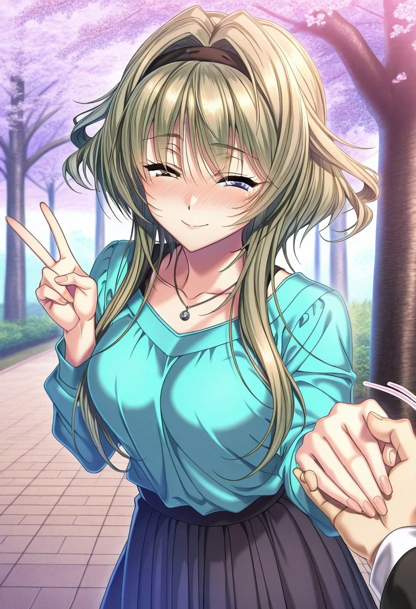 masterpiece, best quality, newest, highres, uncensored, 1girl, yokota mamoru style,1girl, slender face，motion lines,blush,torogao,looking at the viewer,seductive smile
Kanbayashi Mizuki,Blonde Yellow Hair, Intake Hair, Long Hair, Sidehair,Grey Eyes,Heterochromia, Tsurime, Violet Eyes,Medium Breasts, One Mole,Slim,Pendant Necklace
1girl,solo
1girl, 1boy, family, cherry blossoms, closed eyes, tree, hairband, v, skirt, holding hands, smile, blue eyes, outdoors, long hair, blush, yellow eyes, long sleeves