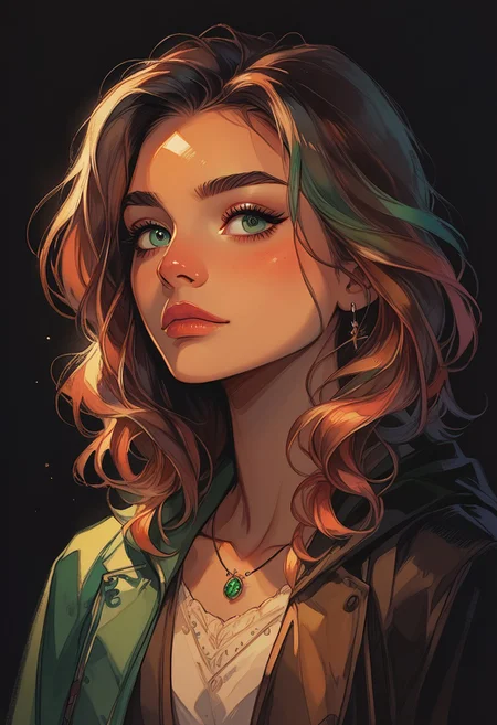 score_9, score_8_up, score_7_up, score_6_up, aesthetic, s1_dram, ncpy13 style, pastels drawing, deep black background, rogue girl, kawai girl, hooded cloak, mysterious, cute, armor, dark fantasy setting, upperbody portrait, elegant, intricate details, watercolor