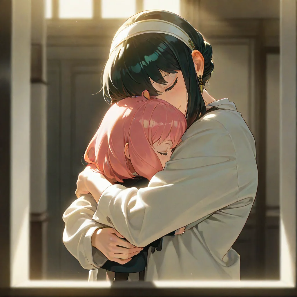 masterpiece, best quality, amazing quality, very aesthetic, absurdres, newest, scenery, volumetric lighting,
yor briar and anya forger, spy x family anime style, hugging, happy,