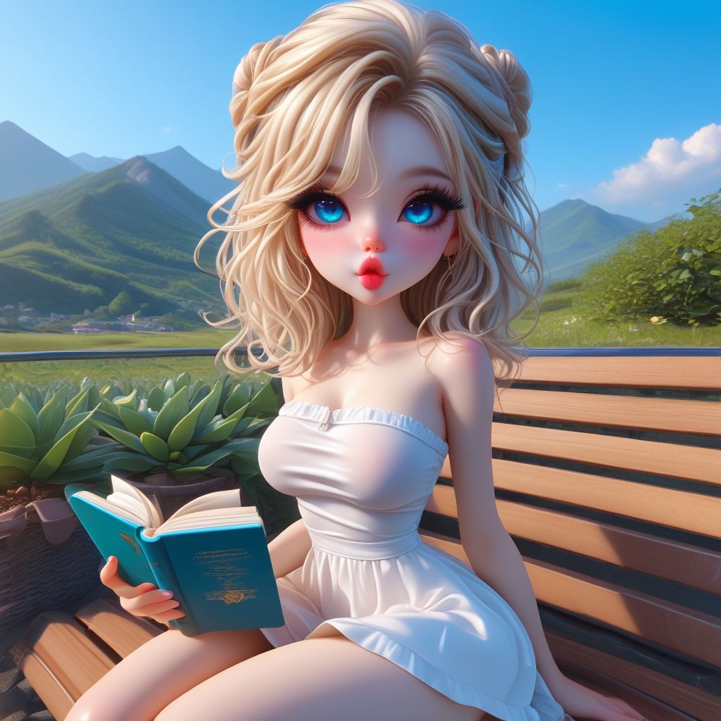 1girl, sitting on bench, reading a book, sundress, mountains
Expressiveh, BingBabexxx