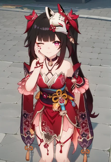 score_9, score_8_up, score_7_up, BREAK source_anime, masterpiece, anime screencap, shiny skin,
1girl, solo,
smile, one eye closed ,
selfiemirror,
from above ,
female focus,
attractive ,
looking at viewer ,
hand on own face,
standing ,
srsparkle,
outdoors,
<lora:srsparkle.pony:1>