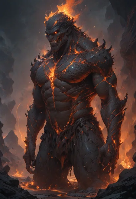 score_9, score_8_up,
a lava giant crawling on a volcano
fire aura, dissolve, swirling