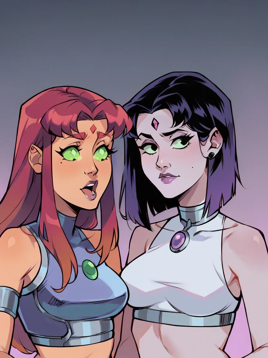 score_9, score_8_up, score_7_up, score_6_up, score_5_up, <lora:p1c0l0XLP:1> p1c0l0, 2girls, starfire AND Raven