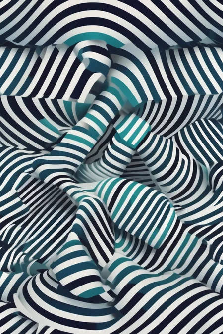 <lora:Op Art:1>Op Art - A seamless digital pattern that bends the mind with its intricate interplay of abstract shapes and surreal forms, blending effortlessly into each other in a continuous loop. The design incorporates elements of optical illusions, creating a sense of depth and movement that draws the viewer in and stirs the imagination. The color palette is bold and dramatic, further enhancing the sense of illusion and adding a layer of complexity to the pattern. Each element is carefully crafted to align perfectly with the next, creating a hypnotic, repeating design that seems to extend infinitely in all directions, challenging perceptions and engaging the viewer with its enigmatic allure, white, lemon yellow, teal green, light blue, dark blue