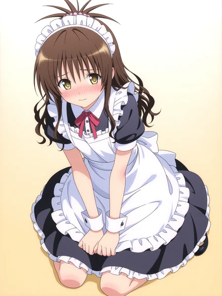 <lora:yuuki mikanv2:1>,mikan,5 fingers,full body,maid,shy,