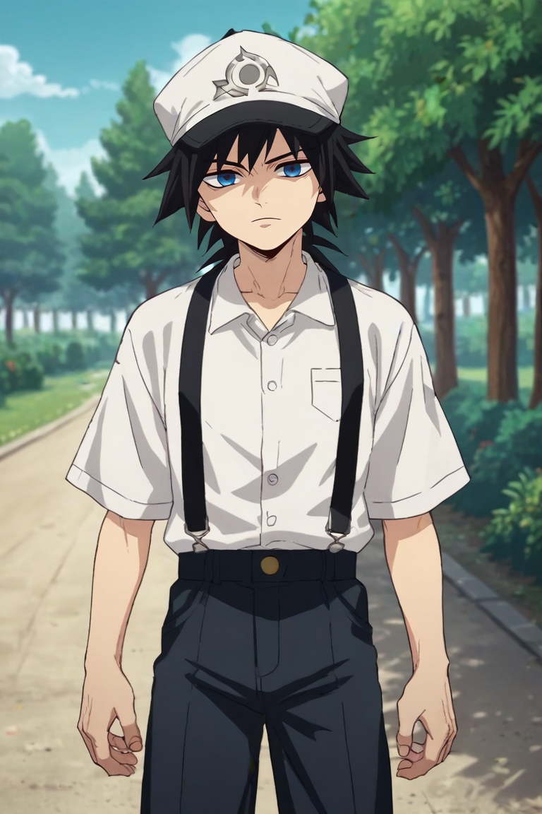 score_9, score_8_up, score_7_up, score_6_up, score_5_up, score_4_up, BREAK source_anime, anime screencap, , official style, looking at viewer, , depth of field, 1boy, solo, male focus, <lora:giyuu_tomioka_pony:0.76>, giyuu_tomioka, , pants, newsboy cap, Shambhala: A hidden paradise where enlightened beings live in perfect harmony, , <lora:sdxl_lightning_8step_lora:1>