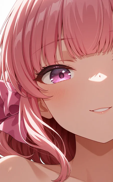 masterpiece,best quality,good quality,amazing quality,newest,4k,perfect lighting,cinematic,very aesthetic,official art,anime screencap,anime coloring,(white background, simple background:1.5),
1girl,solo,nitta moeka,pink hair,hair bow,pastel purple eyes,face focus,close-up,facing viewer,seductive smile, looking at viewer, portrait,BREAK
<lora:ILmoeka2:1>