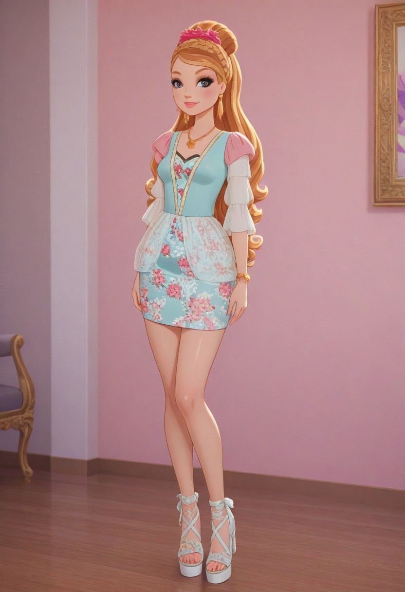 score_9, score_8_up, score_7_up BREAK  shiny skin,  nsfw,  high quality, masterpiece
easynegative, s
ashlynn ella, ever after high, casual clothes, front view, face focus, full body visible,
DisneyRenstyle, 
light smile, passion, irl, realistic style